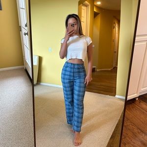 Brandy Melville blue plaid pants